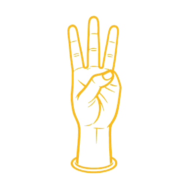 Hand gesture for player number 3